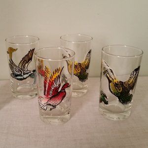 Vintage Bird Glass tumblers Set of 5